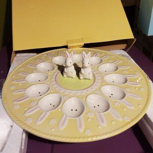 Grasslands Road Spring Collection Egg Plater with Salt & Pepper Bunny Shakers